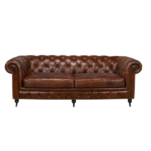 Castered Leather Sofa